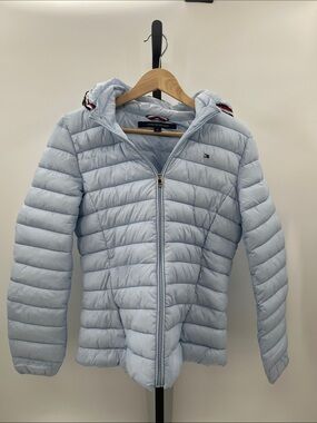 Tommy Hilfiger Pale Blue Quilted Puffer Jacket with Hood